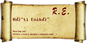 Réti Enikő névjegykártya
